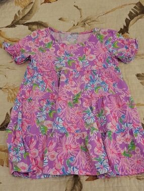 Lilly Pulitzer Purple Pink Floral Tiered Casual Dress